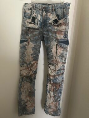 Jordan Craig “Aaron” moto style Distressed Paint-Splatter Jeans!